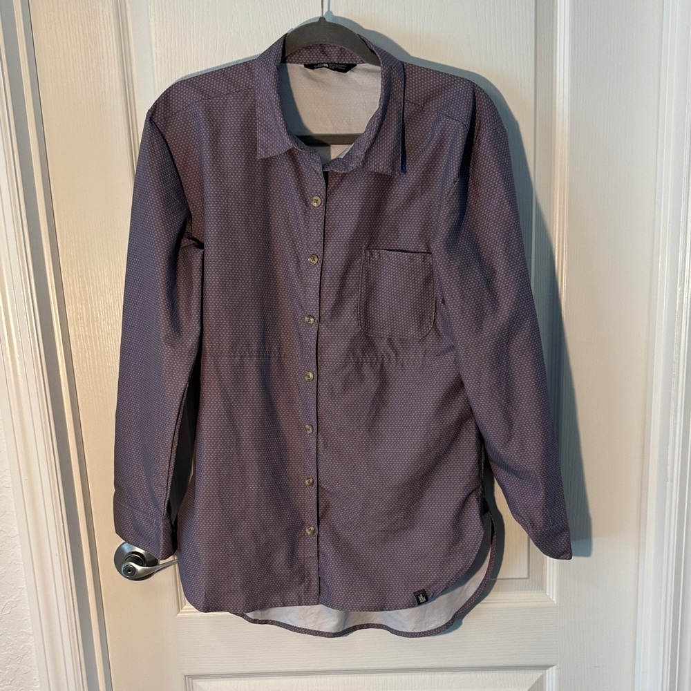 The North Face Women’s Casual Purple Button-Down Shirt Picket Size M